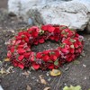 18" Red Poppy Wreath Wooden Artificial Christmas Winter Memorial Grave
