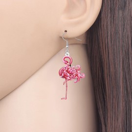 SHIGIE Acrylic Cute Pink Floral Flamingo Earrings Dangle Novelty Wild Animals Jewelry For Women Birds Lovers Gifts Charms (Pink)