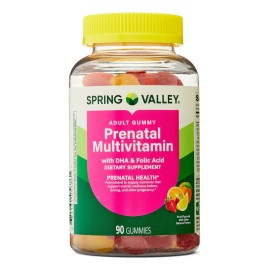 Multi Prenatal Spring Valley 90 Gomitas Prenatales con cido Flico, Hierro y Vitaminas Sabor Fresa, Naranja y Lima                                     