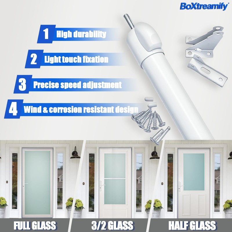 BoXtreamify Storm Door Closer&Screen Door Closer Kit, Equipped with Touch&Hold