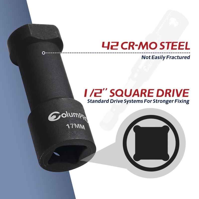 ColumPRO 17mm Unistrut Channel Socket Set, One 17mm 1/2" Drive