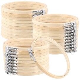 TAICHEUT 30 PCS 6 Inch Embroidery Hoops, 15cm Round Wooden Cross Stitch Hoop, Embroidery Rings for Sewing
