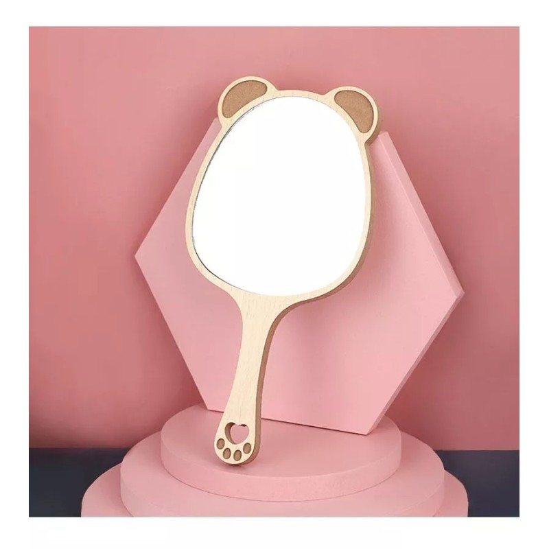 DNKEN Espejo De Mano Mango De Madera Varios Diseños Gato