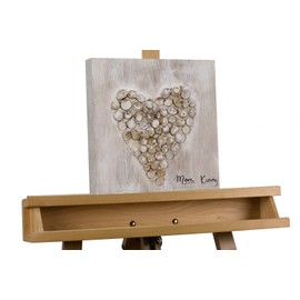 KunstLoft Canvas Picture | 100% Hand Painted | 30 x 30 cm | Painting 'Heart-warming' | Heart | Brown | Wall Picture Living Room