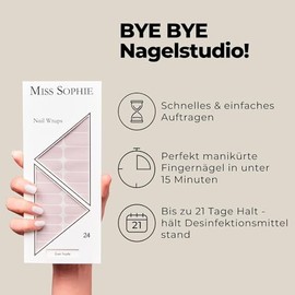 Original Miss Sophie Nagelfolien Ever Nude I 24 ultra-dünne Nagellack-Streifen einfarbig in Nude I Für Finger- & Fußnägel I Hält auf Natur- sowie lackierten, Acryl-, Gel- & Shellac-Nägeln
