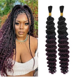 Deep Wave Bulk Hair for Braiding 2 Packs Curly Braiding Hair and Wavy No Weft No Weft Brazilian Virgin Curly Deep Wave Bulk Hair Bundles Bohemian Braiding Hair Extensions wet and wavy braiding hair