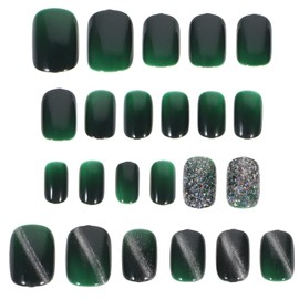 FOMIYES 24pieces Elegant Dark Eye Short Fake Nails of Wearable Manicure Accessories for Autumn Winter for Nail Art and Salon Use