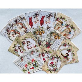 Christmas Cards Tags For Junk Journals, Planners, Scrapbooking, Set of 16, #CC22