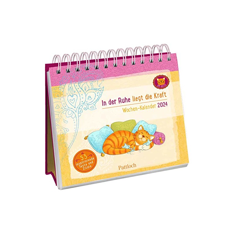 Wochenkalender 2024: Om-Katze: In der Ruhe liegt die Kraft: Aufstell-Kalender