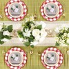 60Pcs Red Checkered Paper Placemats 13.5 Inch Scalloped Round Disposable