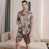 RuanMM Mens Satin Short Sleeve Silky Pajama Bottoms High Quality