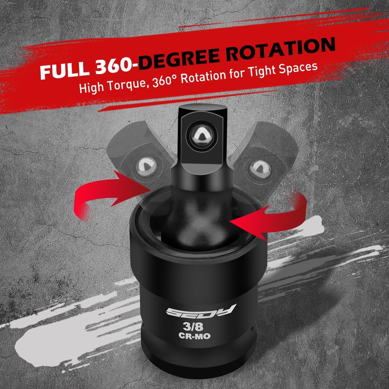 Impact Universal Joint-Socket Swivel Set: 3-Piece 1/2", 3/8", 1/4" Flexible