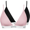 Nur Die Pack of 2 Soft Bra in Various Colours Sporty Without Underwire Non-Wired Bra Triangle Bra Bustier Cotton Women, Black/Pink, 40 - 42