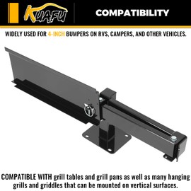 KUAFU RV Bumper Grill Mount Swing Arm Universal for RVs Campers Trailers Grilling Tailgating Grill 4” Bumper Mounted