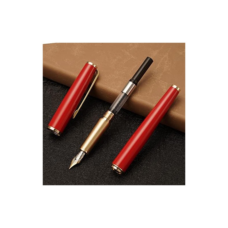 Jinhao 95 - Pluma estilográfica de metal, punta fina, rojo