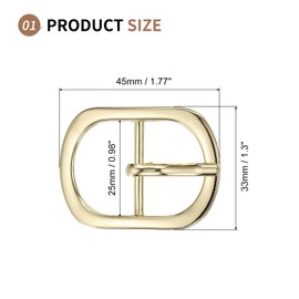 SUIKIHUM 5 Pack Roller Belt Buckle, 0.6 Inch Single Prong Belt Buckle, Oval Roller Pin Buckle Zinc Alloy for Bag Keychain, Gold