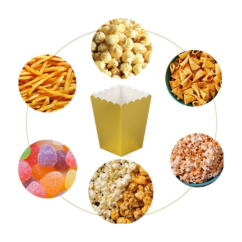 CC wonderland zone 24pcs Gold Mini Popcorn Boxes Paper Popcorn