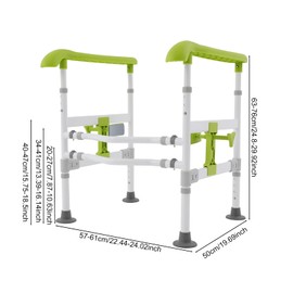 FiueStur Adjustable Toilet Safety Rail for Elderly Heavy Duty 330lbs Support Non Slip Bathroom Assist with Dual Clamps and Threaded Feet