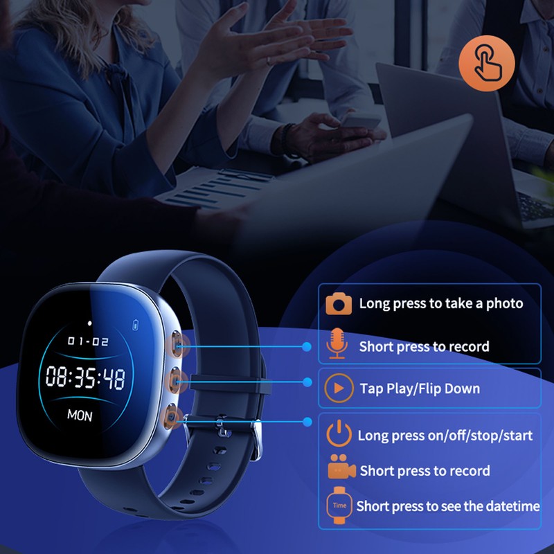 Video Recorder Watch Digital HD 1080P Noise Reduction AI Intelligent