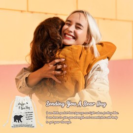 wavvter A Little Pocket Bear Hug,Sending You a Bear Hug with Pocket Hug Token Card Bear Plush Doll Heart Bottle Distance Gifts for Women Men (Pocket Bear)