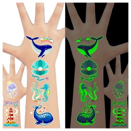 LEADTEAM Tattoo Children's Boy, Light Children's Tattoos Stickers Children Sea Animals Stickers Shark Toy Shark Birthday Decoration Sea Birthday Decoration Small Gifts Party Bag Children's Birthday Party