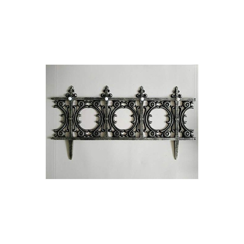 Jumbl Decorative Solar Wrought Iron Metal Look Garden Border Fence
