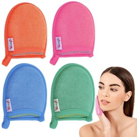 Ptwola 4pcs Exfoliating Face Scrubber Mitt Face Cleanser Wash Remover Deep Cleaning Polishing Gloves Body Skin Dead Dry Remover Pads Tools for Men Bath Shower Spa Skincare / Ptwola 4개 각질 제거용 얼굴 스크러버 미트 페이스 클렌저 워시 제거제 딥 클리닝 연마 장갑 바디 스킨 데드 드라이 리무버 패드 도구 남성용 목욕 샤워 스파 스킨케어