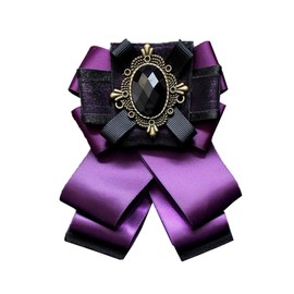 FYBownot Unisex Multi-layer Bow Tie, Uniform Ribbon, Ribbon Tie, Pin + Rubber, Adjustable, Restored, English-Style, Uniform, Bowtie, Groom, Present, Wedding, Banquet, Business, Commuting, purple