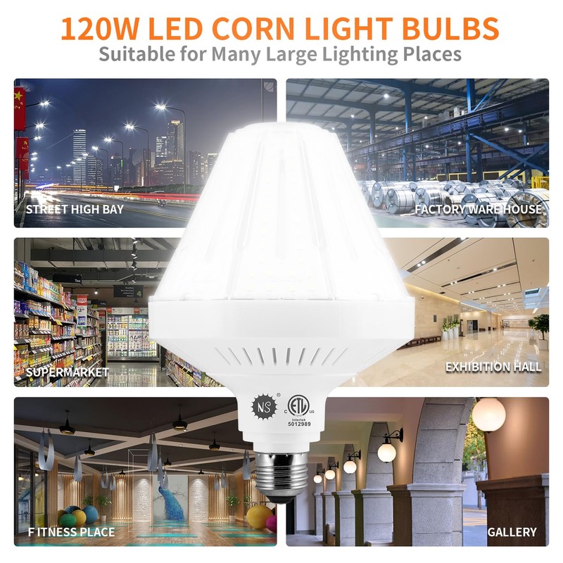 1200W Equivalent Led Corn light bulbs,120W 18000 Lumens LED Corn