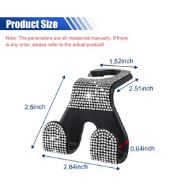 2PCS Car Seat Headrest Hooks, Shiny Crystal Hanger Holder, Backseat Hanger Storage Organizer, Bling Rhinestone Car Purse Hook, Car Accessories for Women Universal for SUV Truck Vehicle (White)