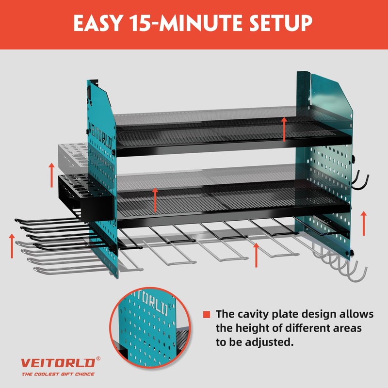 Veitorld Power Tool Organizer with Charging Station, Heavy Duty Modular