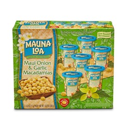 Mauna Loa Premium Hawaiian Roasted Macadamia Nuts, Maui Onion Garlic Flavor, 4 Oz Cup (Pack of 6)