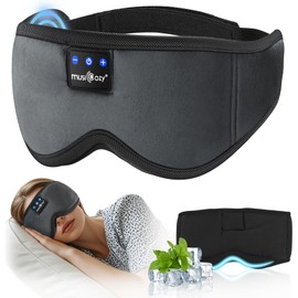 MUSICOZY Bluetooth Sleep Mask Headphones, 100% Blockout Sleep Headphones with Bluetooth 5.4, 16H Play, Soft Eye Mask with Headphone for Sleeping,Travel,Nap & Side Sleepers, Gift for Men/Women