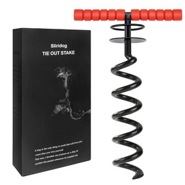 Sliridog Dog Tie Out Stakes,Heavy Duty Stake for Large Dogs,Strongest Dog Anchor Holds 2 Large Dogs Up to 200 lbs,Free and Safe On Yard,Beach,Camping,Outdoor (L（Only Stake）, Black)