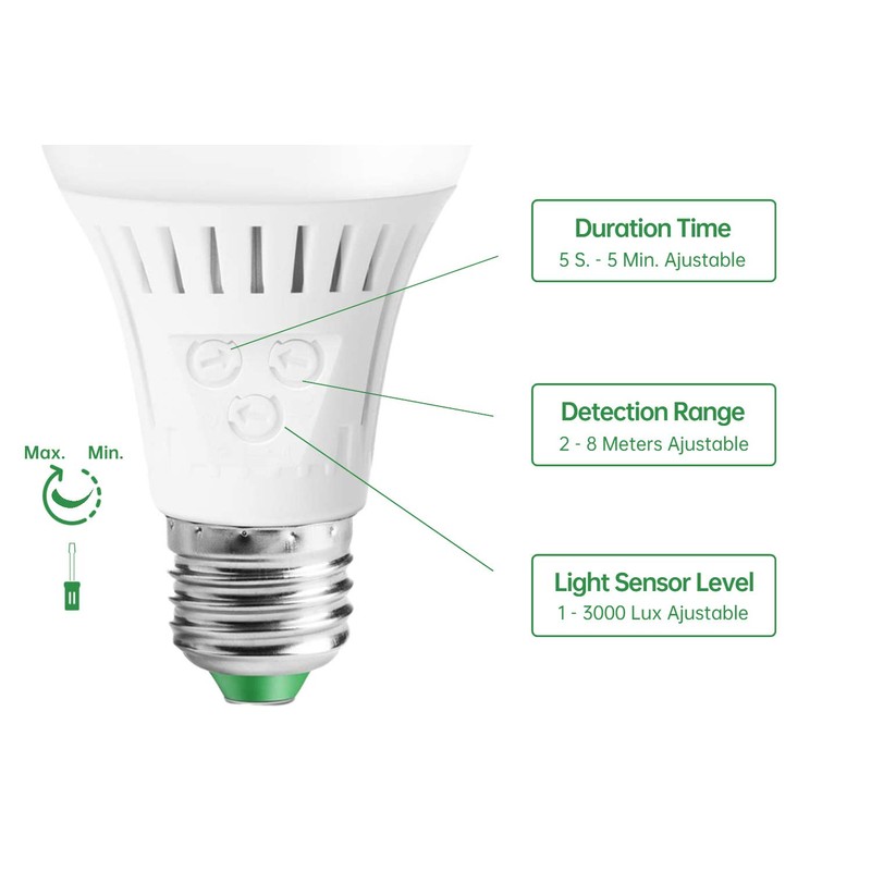 Elrigs Motion Sensor LED Bulb with Dusk to Dawn, E26