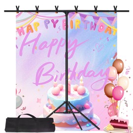 Maxztill T-Shaped Backdrop Stand, 6.6x5 FT Photo Backdrop Stand, Portable T Backdrop Stand, Adjustable Background Stand with 6 Backdrop Clamps and Carring Bag for Wedding Photo Parties Decoration