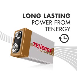 Tenergy 6LR61 9V Alkaline Battery, Non-Rechargeable Battery for Smoke Alarms, Guitar Pickups, Microphones and More, 12 Pack