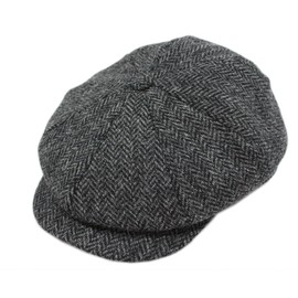 Biddy Murphy Newsboy Hat for Men Irish Flat Cap 100% Wool Tweed, Herringbone, Imported, Large Gray