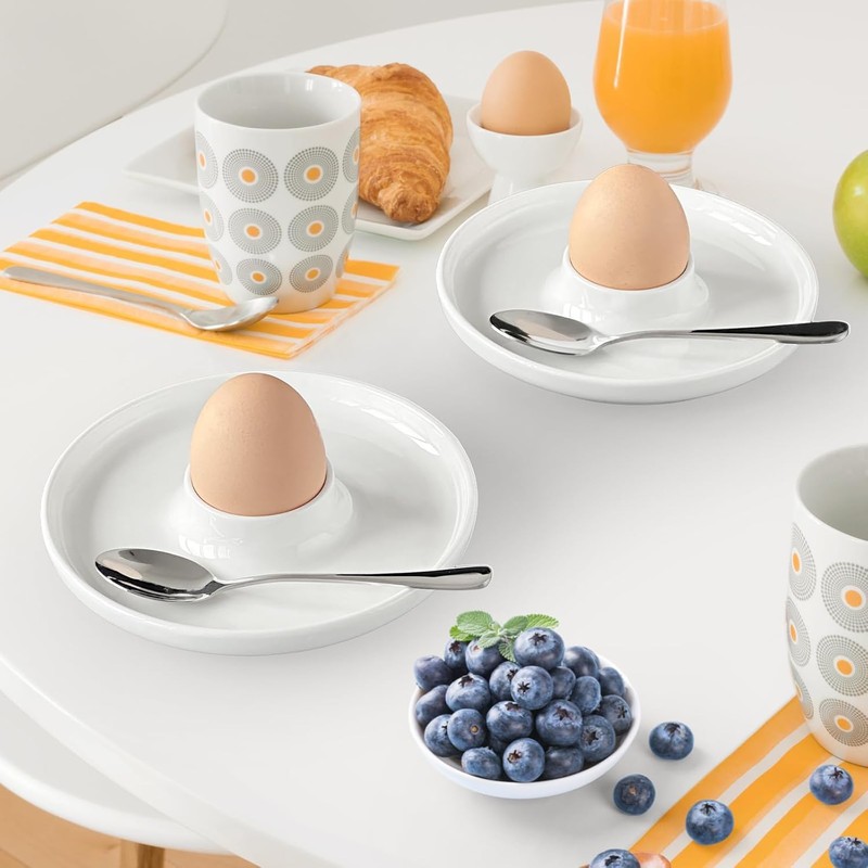 Zhenghebuy Set of 6 Egg Cups Funny Egg Cups Stackable