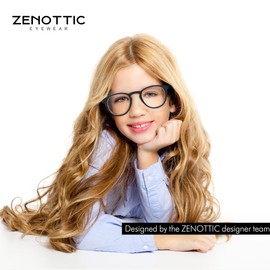ZENOTTIC Kids Blue Light Blocking Glasses Anti Glare Lens Lightweight Frame Computer Eyeglasses for Boys and Girls (Black2)