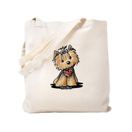 CafePress Tiny Heart Yorkie Natural Canvas Tote Bag, Reusable Shopping Bag