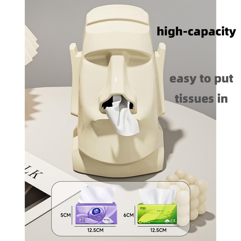 MapleFrost Moai Easter Island Statue Tissue Box Cover, Decorative Facial