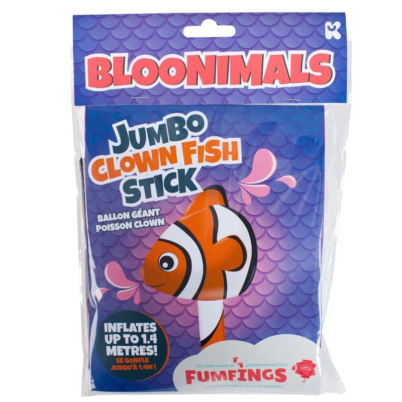 Fumfings Bloonimals Inflatable Clown Fish Stick, (NV408)