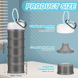 Baderke 2 Pcs Protein Powder Containers with Funnels Stand, 5 and 3 Layers Stackable Powder Supplement Travel Container Formula Organizer Storage Powders Holder for Travel Workout Fitness(Gray)