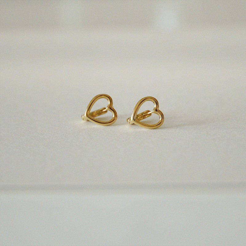 Gold&Deer 14k Goldfield Heart One-Touch Earrings White Gold / 골드앤디어