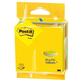 Post-it Notes - 1 Cube of 325 Notes - 76 x 76mm - Sticky Notes for Desk, Office, School and Memos - Assorted Colours