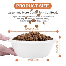 2PCS Cat Bowls Pet Feeding Dish 6.3 Inch, Wide Pet Bowl Pet Feeding Bowl for Indoor Cats, Replacement Food and Water Bowl, Wide Shallow Feeder Bowls for Kitten, Puppy, Rabbit (Set of 2, White)