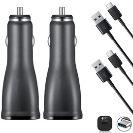 Turbo 15W [2Pack] Car Chargers Compatible with LG Wing/Xpression Plus 3/Fortune3/Phoenix5 with Fast 15W Quick Charging Plus Detachable Hi-Power USB Type-C Cable! (Black)