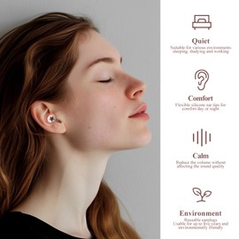 Noise-Canceling Earplug for Sleeping Transparent Ring Hearing Protection,Noise Canceling and Washable,3 Pairs S-L Ear Plugs,-26 dB,Sleep Earplugs for Work,Travel,Swimming Snoring Pink