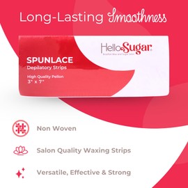 Hello Sugar Professional Grade Wax Strips (3" x 7") | Non Woven Spunlace Body & Facial Strips for Hair Removal | Salon Quality & Lint-Free | Pack of 200